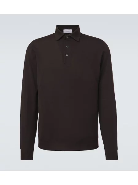 Tricou polo Lardini de lână maro