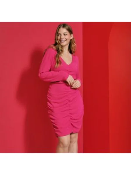 Sinsay Midi šaty s nabíráním růžová