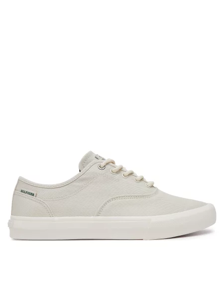 Tommy Hilfiger Tenis superge Th Hi Vulc Low Oxford Twill bela