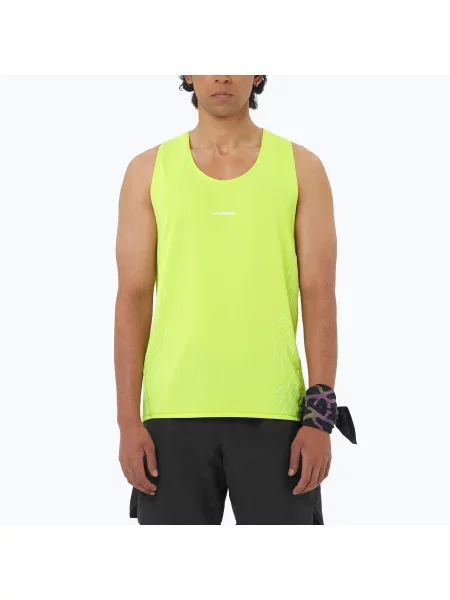 Мъжка тениска за бягане Salomon Sense Aero Singlet GFX acid lime жълто