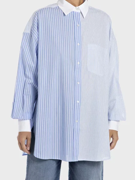Рубашка Replay в полоску голубая