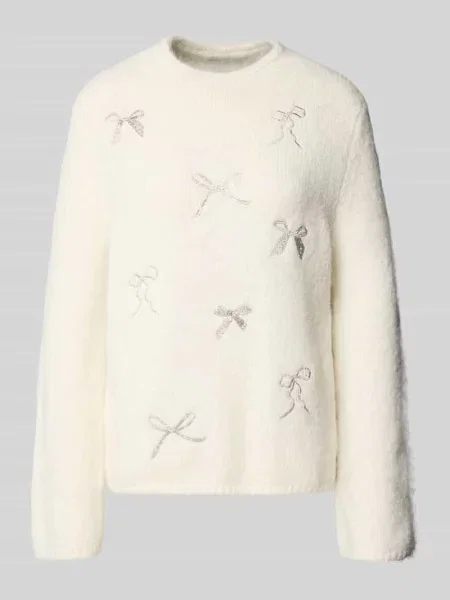 Sweter z dzianiny o kroju regular fit z dodatkiem wełny S.oliver Black Label biały
