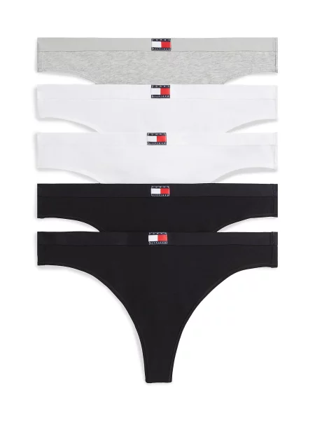Tommy Hilfiger Underwear Tangá sivá melírovaná / červená / čierna biela