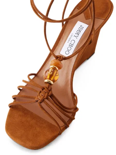 Szarvasbőr éksarkú szandál Jimmy Choo barna