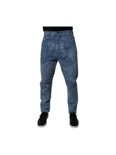 Skinny jeansy skinny Dolce And Gabbana wiązane niebieskie
