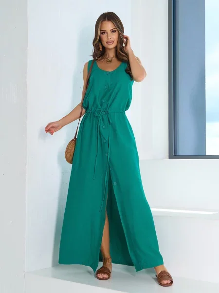 Лляний Сарафан ISSA Plus зелений