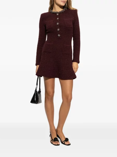 Bouclé rochie mini Self-portrait roșu