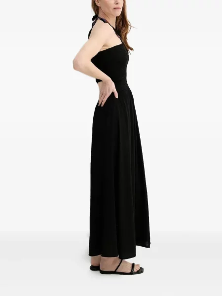 Rochie maxi Sessun cu gât halter de costum negru