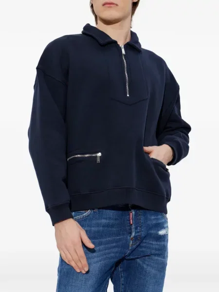Hanorac Dsquared2 de jumătate de fermoar albastru