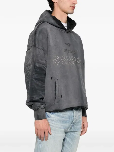Bluza z kapturem Purple Brand polarowa z kapturem szara