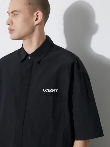 Сорочка Marcelo Burlon Logo Nylon Over Shirt relaxed класичний комір чорний
