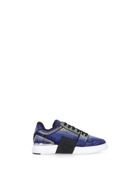 Sneakersy Philipp Plein skórzane z dżetami niebieskie