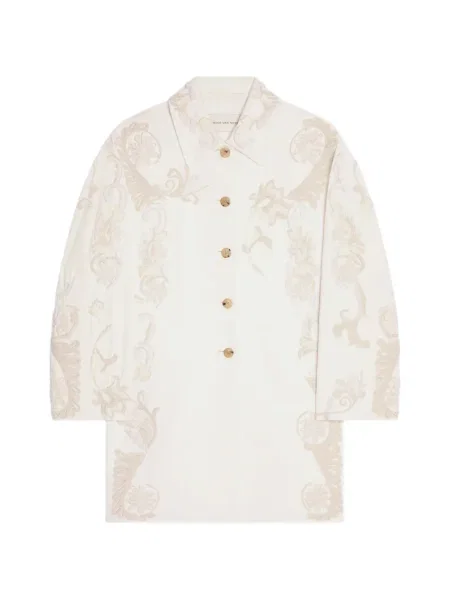 Palton Dries Van Noten cu broderie în linie A alb