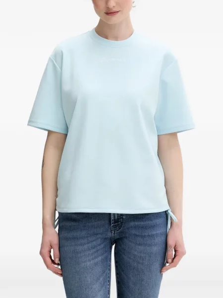 Tricou Karl Lagerfeld Jeans cu autograf cu cordon albastru