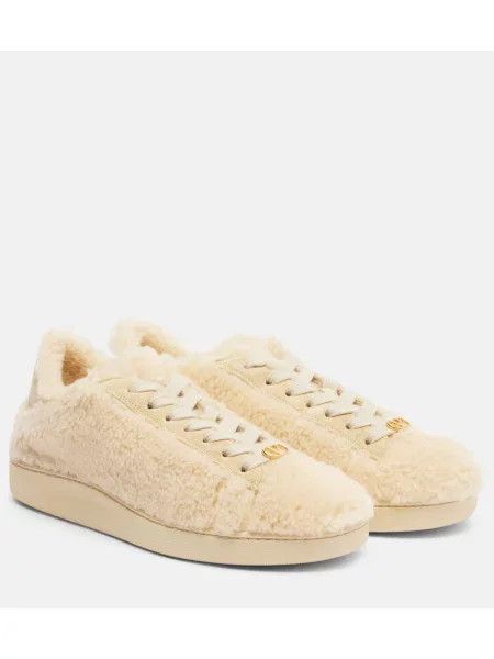 Sneakerși Valentino Garavani din piele de căprioară bej