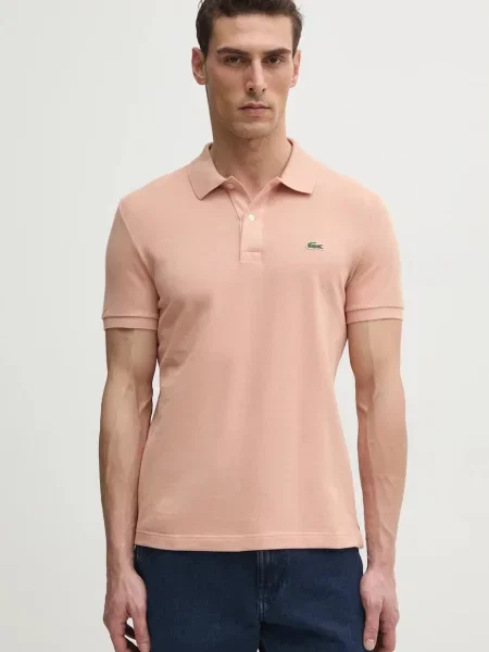 Тениска с яка Lacoste с изчистен дизайн бяло
