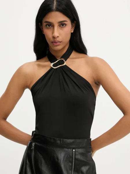 Боди Answear.LAB с изчистен дизайн черно
