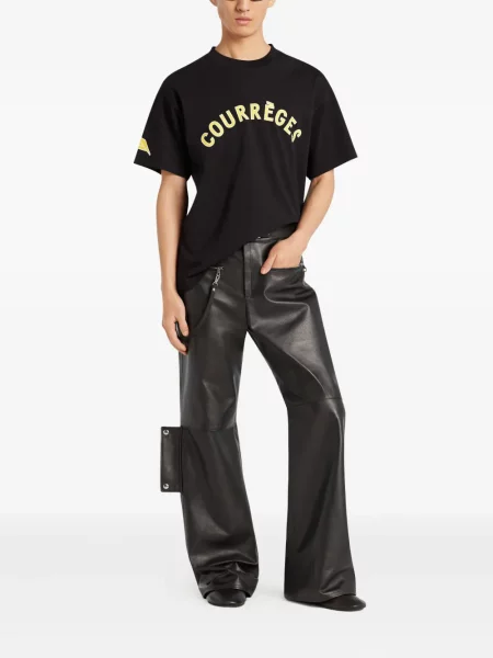 Tricou Courreges cu imagine scurt negru