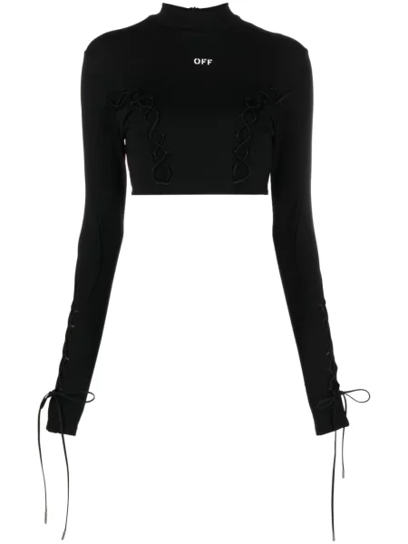 Top Off-white din dantelă alb