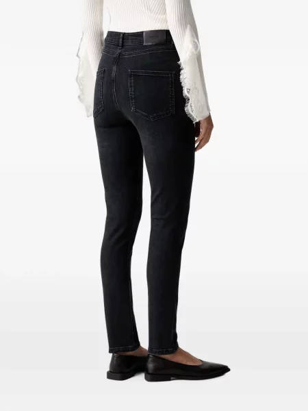 Skinny fit traperice Twinset visoki struk crna
