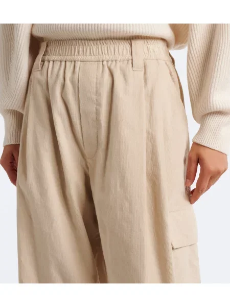 Pantaloni Brunello Cucinelli de catifea cord alb