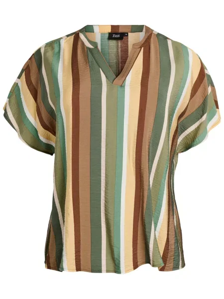 Zizzi Bluză Fina bej / maro / verde alb