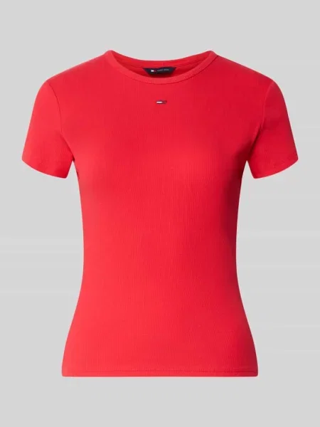 T-shirt o kroju slim fit z mieszanki bawełny Tommy Jeans czerwona