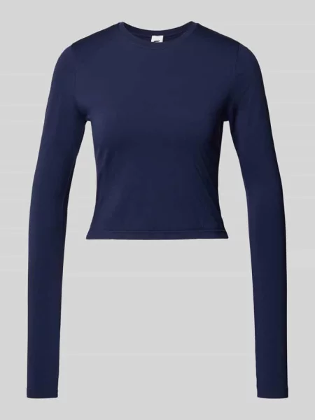 Bluzka o kroju slim fit z długim rękawem i okrągłym dekoltem model ‘Feather’ Fabletics granatowa