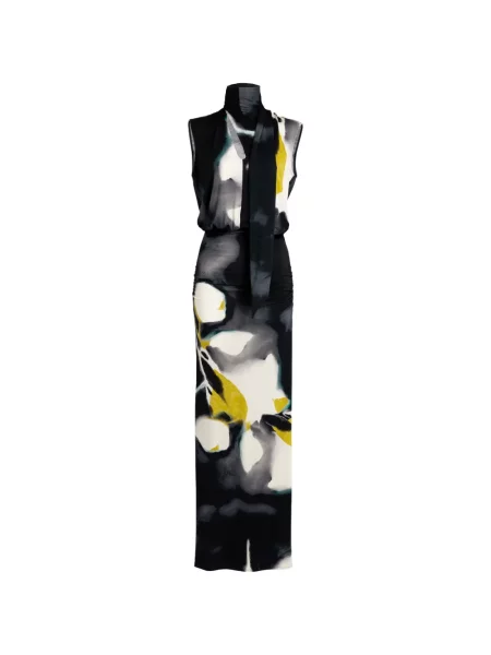 Rochie maxi Silvia Tcherassi cu model floral cu imagine albastru