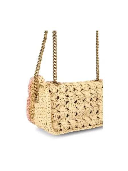 Torebka crossbody Kurt Geiger z kamieniami skórzana beżowa