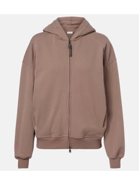 Hanorac cu glugă Brunello Cucinelli din jerseu maro