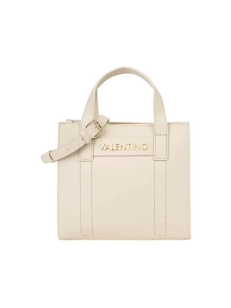 Lniana torebka Valentino Bags beżowa