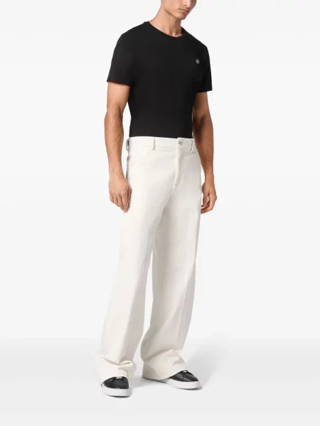 Plačiakojis kelnės Philipp Plein velvetinės balta