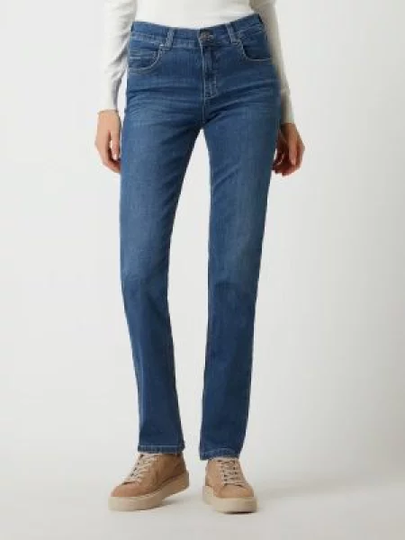 Spodnie materiałowe o kroju slim tapered fit z dodatkiem streczu model ‘Solid’ Angels niebieskie