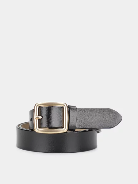 Кожаный ремень Braska с ремешками черный