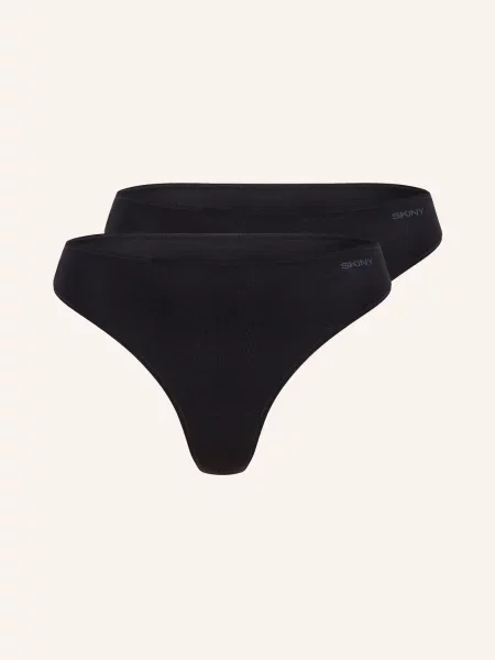 Skiny Balení 2 Ks Kalhotek String Advantage Cotton Stretch černá