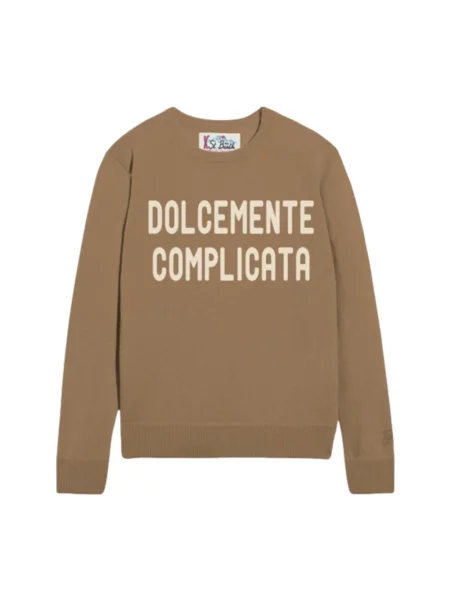 Sweter Mc2 Saint Barth skórzany brązowy