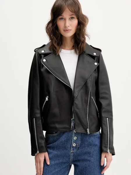 Kurtka skórzana Hugo czarna