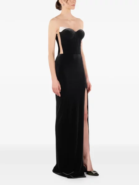 Rochie maxi Imroska din dantelă cu crăpătură de costum negru