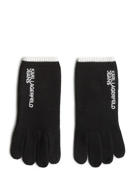 KARL LAGERFELD JEANS Prstové rukavice černá bílá