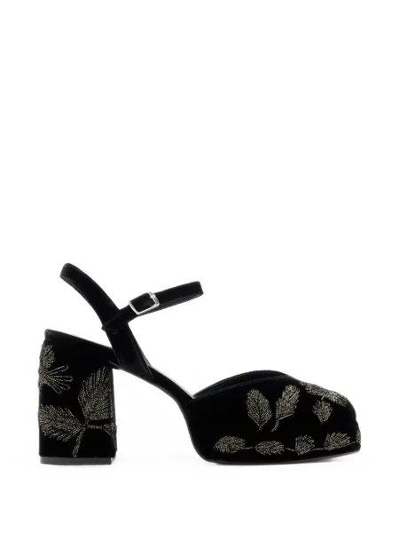 Pantofi cu toc Castaner cu broderie de catifea negru