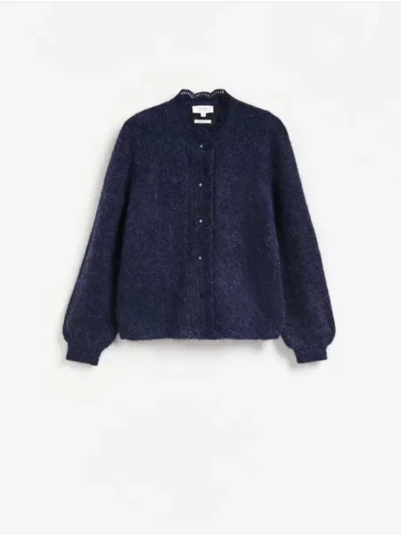 Reserved Cardigan cu adaos de mohair bleumarin