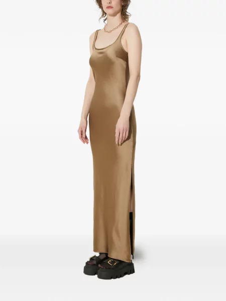 Rochie maxi Samsøe Samsøe fără mâneci de costum maro