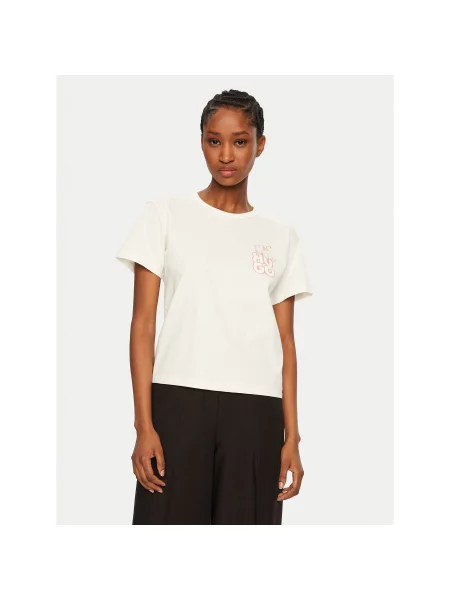 HUGO Majica Écru Regular Fit bela