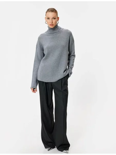 Długi golf Koton z długim rękawem bez fiszbin szary