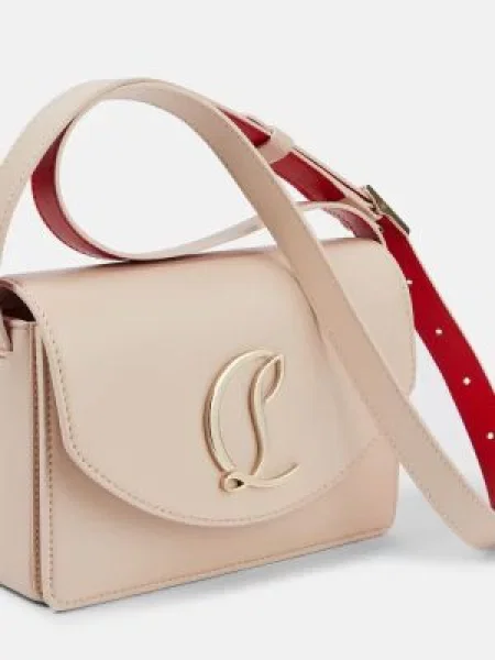 Usnjena crossbody torbica Christian Louboutin bež
