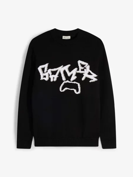 Sweter z grubej dzianiny z czystej bawełny czarny