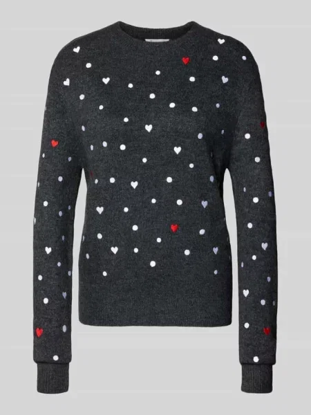 Sweter z dzianiny o kroju regular fit z haftami Tom Tailor Denim