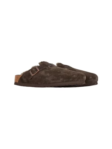 Pantofi Birkenstock cu blană maro