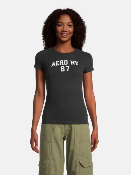 AÉROPOSTALE Tricou AUG AERO NY negru alb